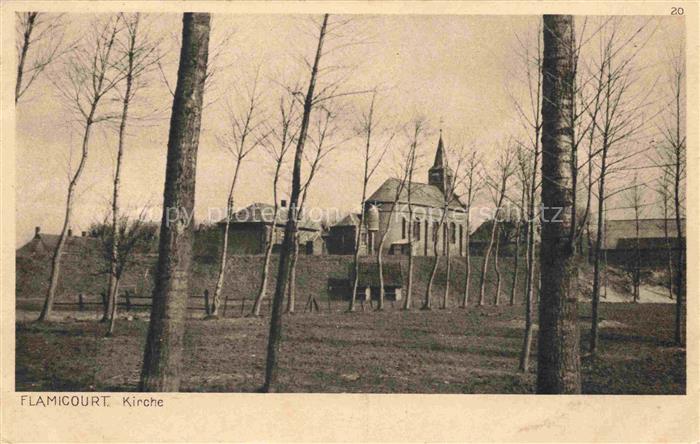 Flamicourt Peronne 80 Somme Blick zur Kirche Serie Der Krieg 1914/15 in Postkart