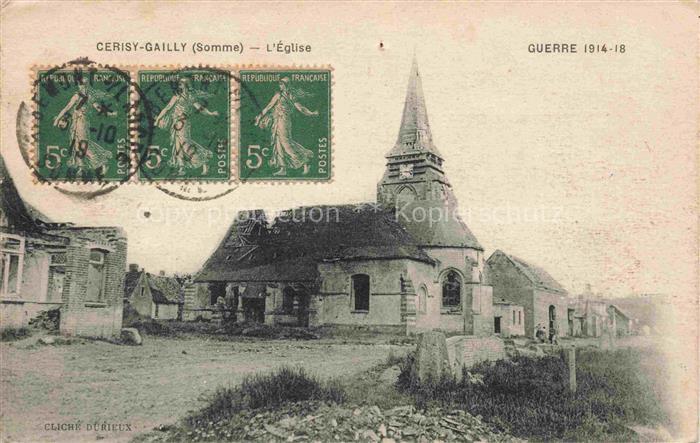 Gailly Cerisy Peronne 80 Somme Eglise Ruines Grand Guerre Truemmer 1. Weltkrieg