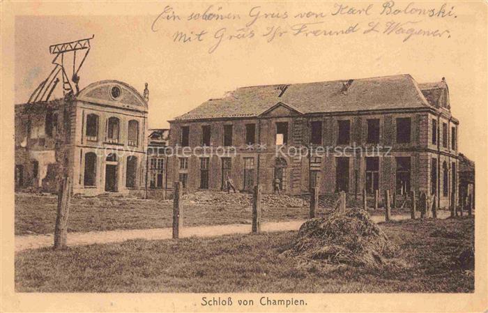 Champien Montdidier 80 Somme Château Schloss Ruines Grande Guerre Truemmer 1. We