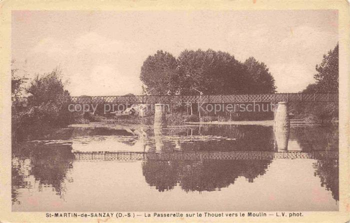 St-Martin-de-Sanzay BREssUIRE 79 Deux-Sevres La passerelle sur le Thouet vers le