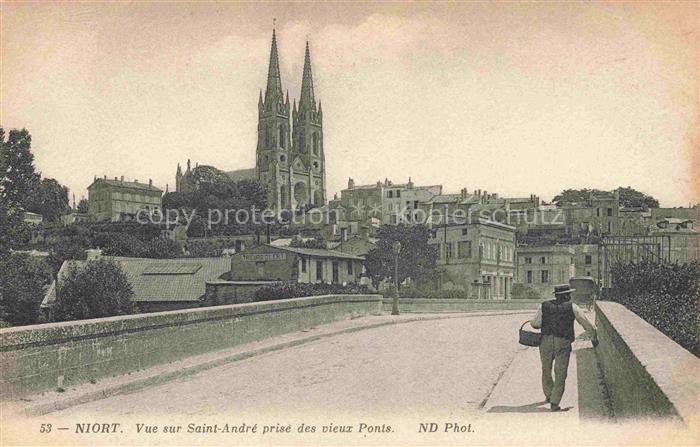 NIORT 79 Deux-Sevres Vue sur l'Eglise Saint-André prise des vieux ponts