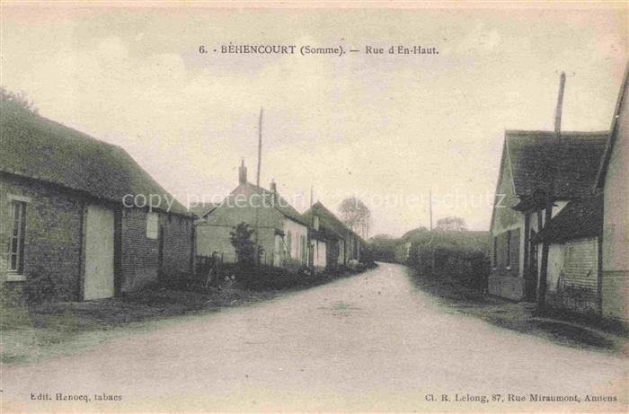 Behencourt AMIENS 80 Somme Rue d'En-Haut