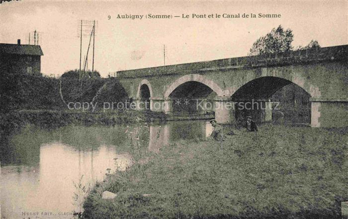 Aubigny AMIENS 80 Somme Le pont et le canal de la Somme