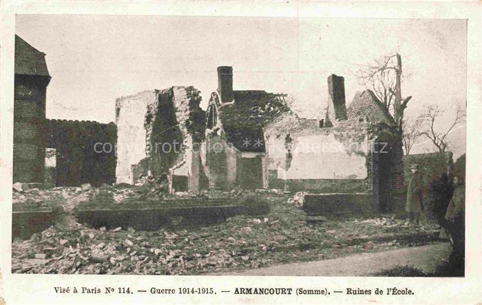 Armancourt Compiegne 60 Oise Ruines de l'école Grande Guerre Truemmer 1. Weltkri
