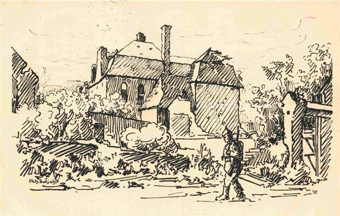 Damery Montdidier 80 Somme Soldat kehrt ins Dorf zurueck Kuenstlerkarte Gutjahr-