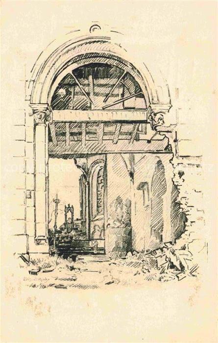 Fresnoy-au-Val AMIENS 80 Somme Portal Truemmer Gutjahr-Serie B Nr. III Kuenstler