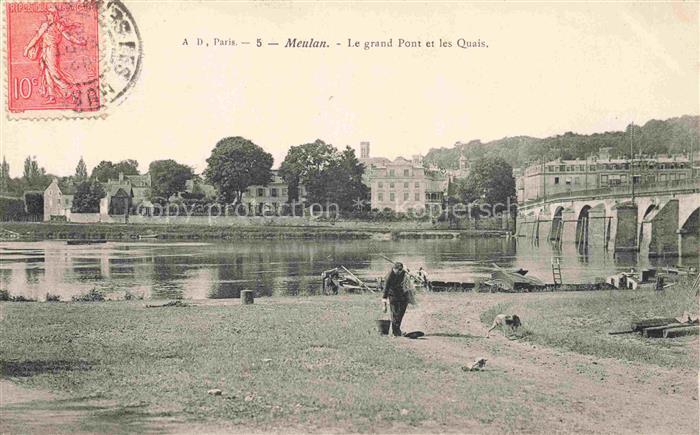 Meulan-les-Mureaux Mantes-la-Jolie 78 Yvelines Le grand pont et les quais