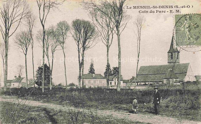 Le Mesnil-Saint-Denis Rambouillet 78 Yvelines Un coin du parc et l'église