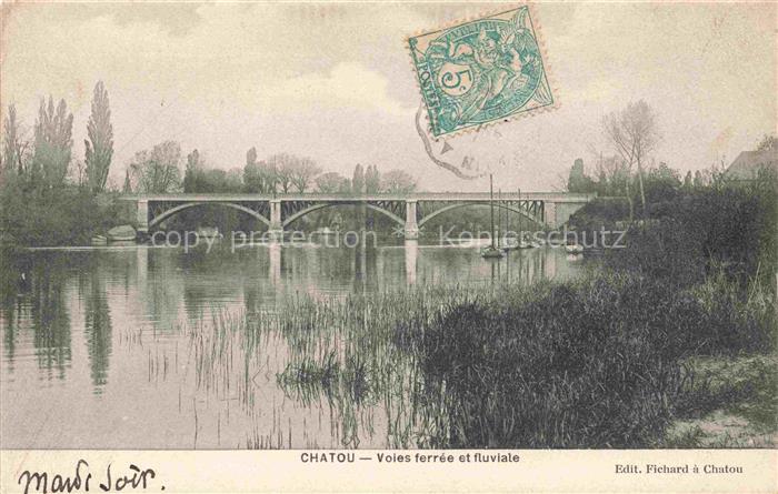 Chatou Saint-Germain-en-Laye 78 Yvelines Voies ferrée et fluviale aux bords de l
