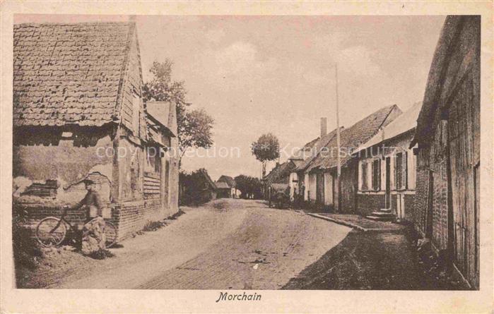 Morchain PERONNE 80 Somme Ortspartie Hauptstrasse Kriegserinnerungskarte