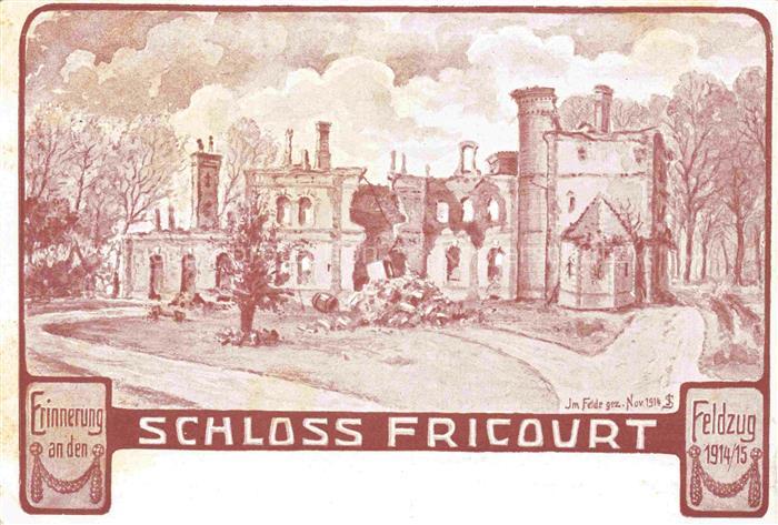 Fricourt Peronne 80 Somme Château Schloss Erinnerung an Feldzug 1914/15 Kuenstle