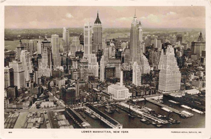 NEW YORK City USA Aerial view of Lower Manhattan