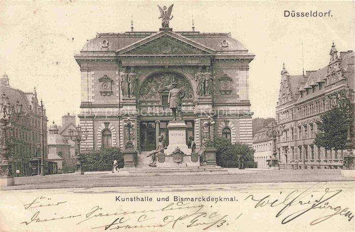 DuessELDORF  CITY Kunsthalle und Bismarckdenkmal Deutsche Reichspost