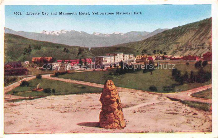 Yellowstone National Park Wyoming USA Liberty Cap and Mammoth Hotel