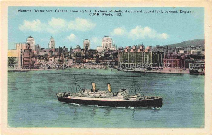 MONTREAL  QUEBEC Canada Waterfront showing S.S. Duchess of Bedford outward bound
