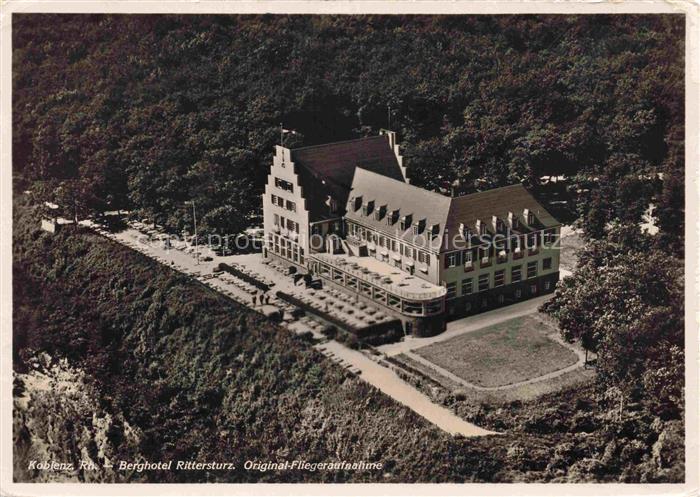 KOBLENZ  Rhein Berghotel Rittersturz Original Fliegeraufnahme