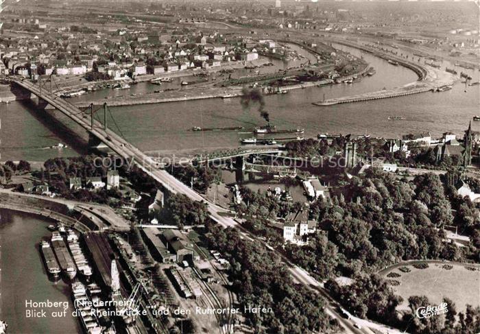 Homberg DUISBURG Niederrhein Blick auf Rheinbruecke und den Ruhrorter Hafen
