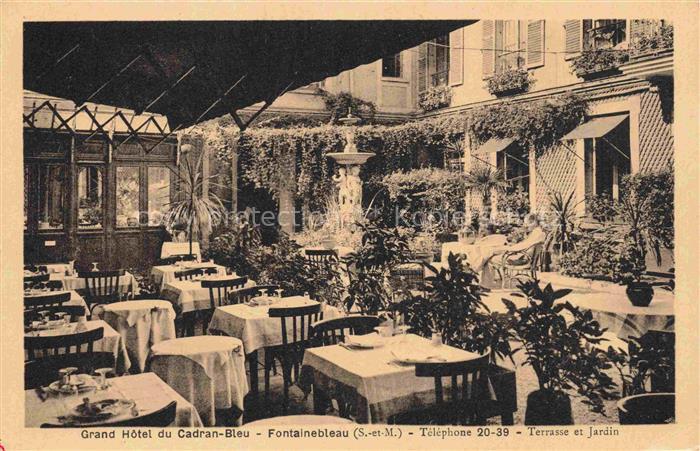 FONTAINEBLEAU 77 Seine et Marne Grand Hôtel du Cadran-Bleu terrasse et jardin