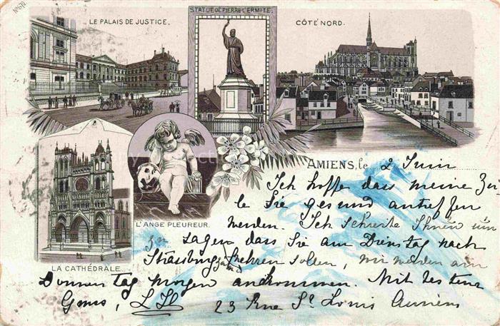 AMIENS 80 Somme Palais de Justice l'Ange Pleureur la Cathédrale Statue de Pierre