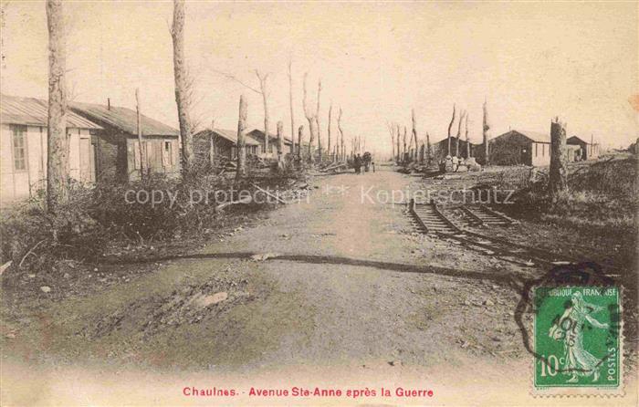 Chaulnes PERONNE 80 Somme Avenue Ste-Anne après la guerre Ruines Truemmer 1. Wel