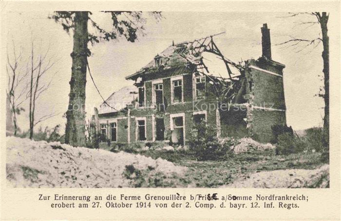 Frise PERONNE 80 Somme Zur Erinnerung an die Ferme Grenouillère Truemmer 2. Welt