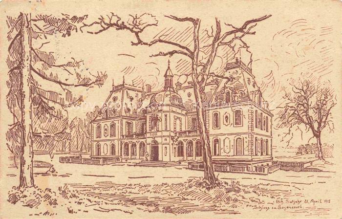 Goyencourt Montdidier 80 Somme Château Schloss Dessin Gutjahr Kuenstlerkarte