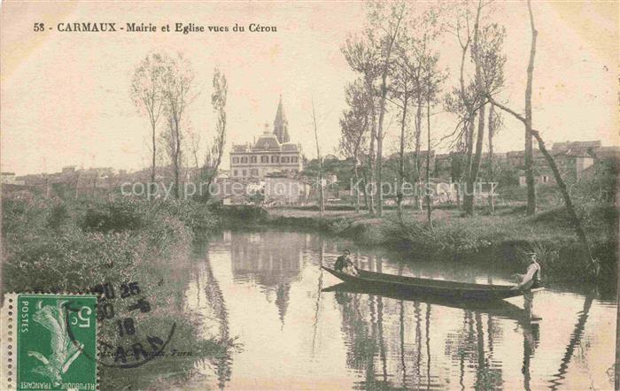Carmaux ALBI 81 Tarn La Mairie et l'église vues du Cérou