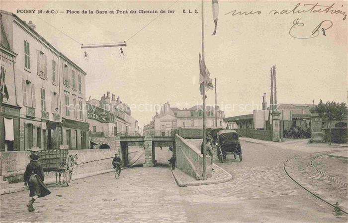 Poissy Saint-Germain-en-Laye 78 Yvelines Place de la Gare et Pont du Chemin de f