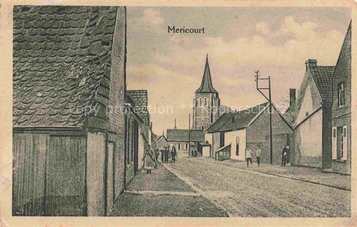Mericourt-en-Vimeu AMIENS 80 Somme Rue Principale Eglise Kuenstlerkarte Feldpost