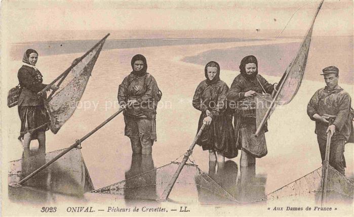 Onival-sur-Mer Ault ABBEVILLE 80 Somme Pêcheurs de Crevettes