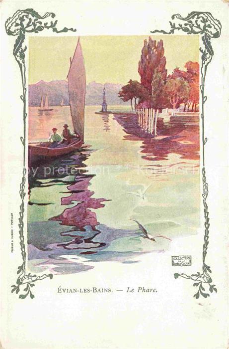 Evian-les-Bains Thonon-les-Bains 74 Haute-Savoie Le Phare Dessin Kuenstlerkarte