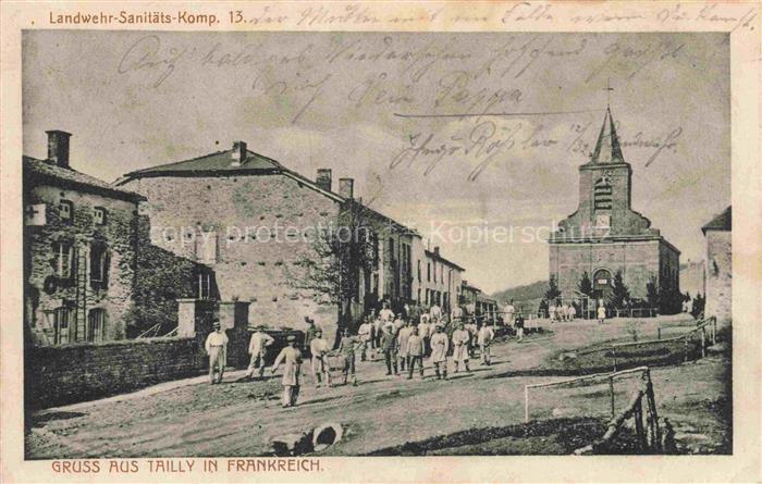 Tailly AMIENS 80 Somme Landwehr-Sanitaets-Kompanie 13 Blick zur Kirche