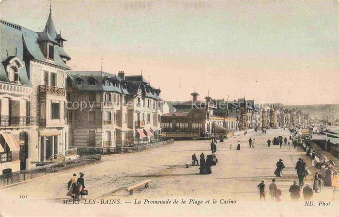 MERS-LES-BAINS MERS-SUR-MER Abbeville 80 Somme La promenade de la plage et le ca