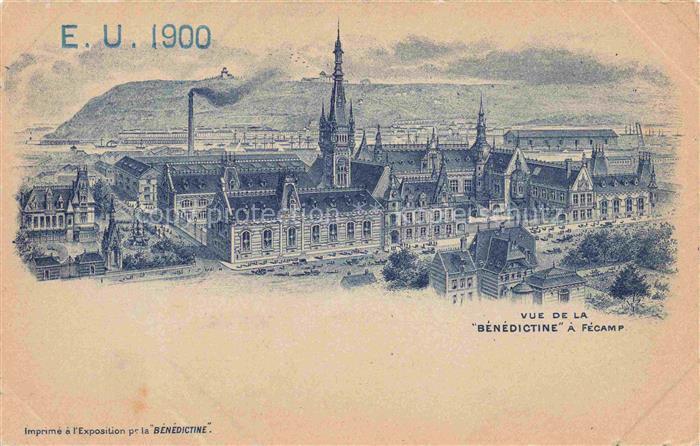 FECAMP Le Havre 76 Seine-Maritime Vue de la Bénédictine Litho