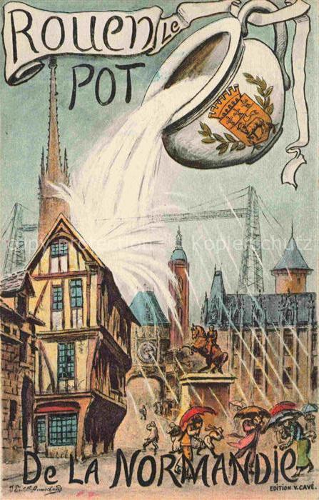 ROUEN 76 Seine-Maritime Le Pot de la Normandie Dessin Kuenstlerkarte