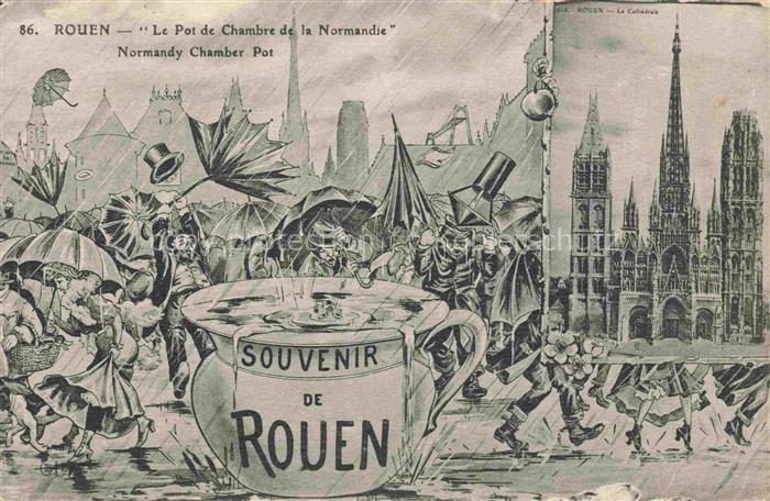 ROUEN 76 Seine-Maritime Le Pot de la Normandie Dessin Kuenstlerkarte