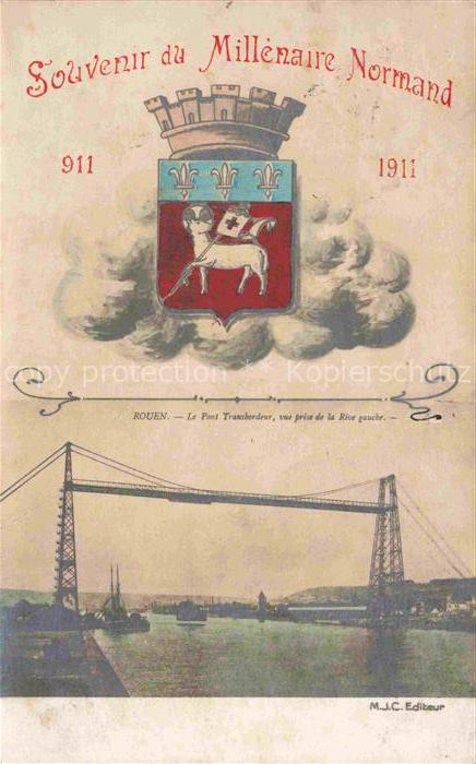 ROUEN 76 Seine-Maritime Souvenir du Millénaire Normand Wappen Pont Transbordeur