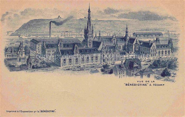 FECAMP Le Havre 76 Seine-Maritime Vue de la Bénédictine Litho