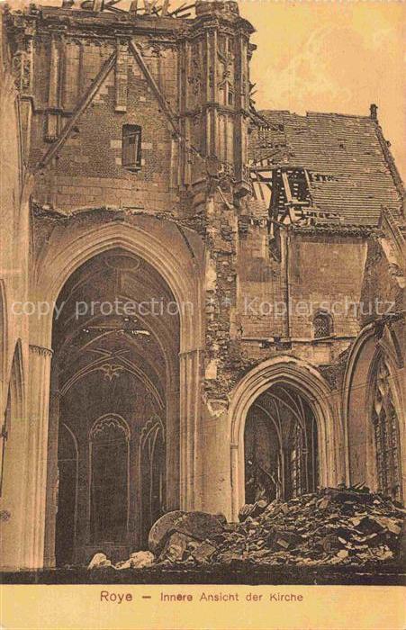 Roye  Montdidier 80 Somme Innere Ansicht der Kirche Truemmer 1. Weltkrieg