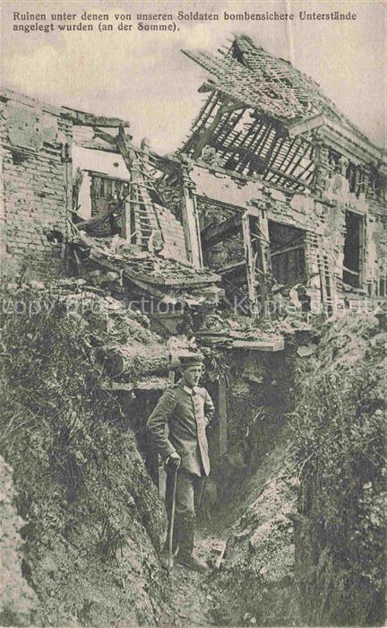 Pozieres PERONNE 80 Somme Ruinen von denen von unseren Soldaten bombensichere Un
