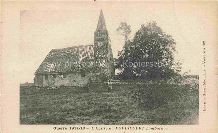 Popincourt Dancourt-Popincourt Montdidier 80 Somme Eglise bombardée Ruines Grand