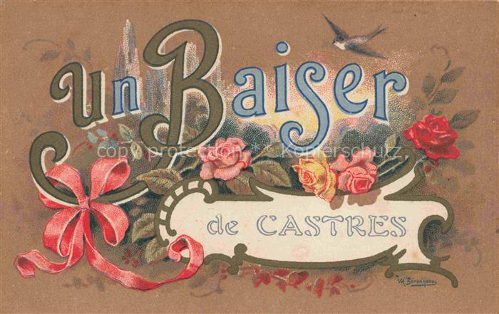 CASTRES  81 Tarn Un baiser de la ville des fleurs Dessin M. Beronneau Kuenstlerk