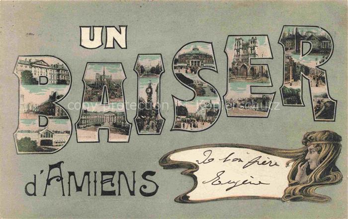 AMIENS 80 Somme Un baiser de la ville vues d'ensemble Schriftzug