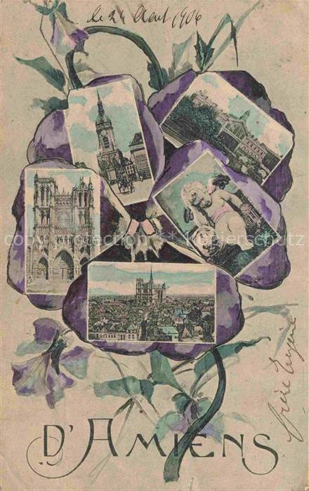 AMIENS 80 Somme Vues d'ensemble Fleur Kuenstlerkarte