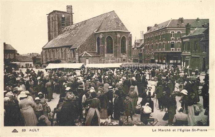 Ault Abbeville 80 Somme Le marché et l'Eglise Saint Pierre