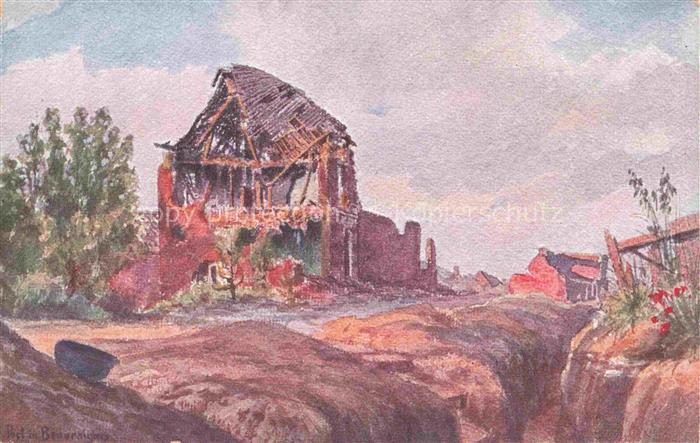 Beuvraignes Montdidier 80 Somme Laufgraben Dorfe Truemmer 1. Weltkrieg Kuenstler