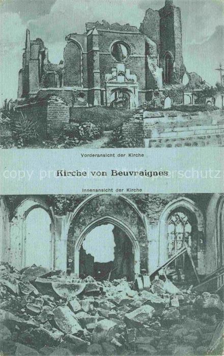Beuvraignes Montdidier 80 Somme Vorderansicht und Innenansicht der Kirche Truemm