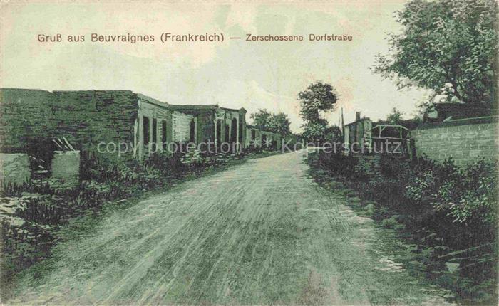 Beuvraignes Montdidier 80 Somme Zerschossene Dorfstrasse Ruines Grande Guerre Tr