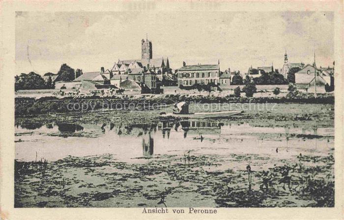 PERONNE  80 Somme Ansicht mit Kirche