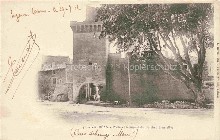 Valreas AVIGNON 84 Vaucluse Porte et Rempart du Bertheuil en 1895